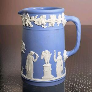 Vintage Wedgewood Jasperware  Pitcher 5"  Neoclassical Wedgewood Blue White Mark